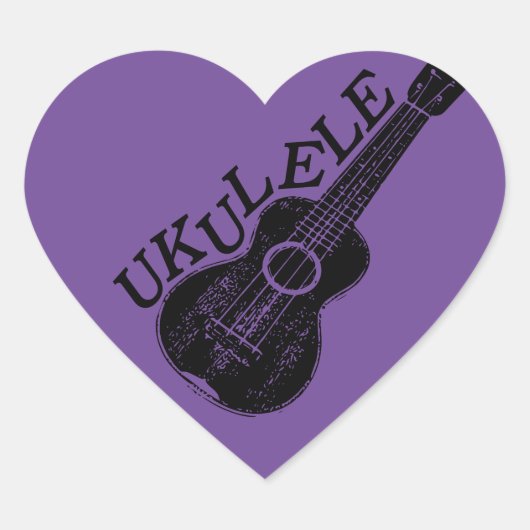 Ukulele tekst en Afbeelding Hart Sticker (Voorkant)