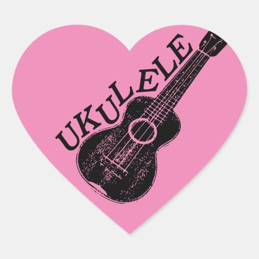 Ukulele tekst en Afbeelding Hart Sticker (Voorkant)