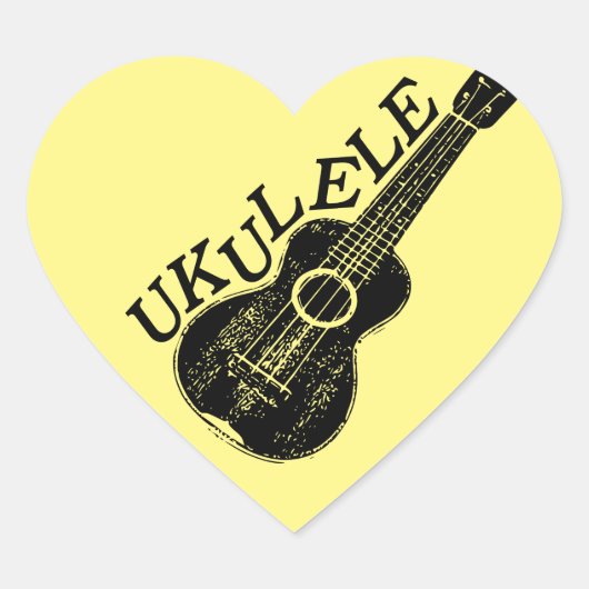 Ukulele tekst en Afbeelding Hart Sticker (Voorkant)