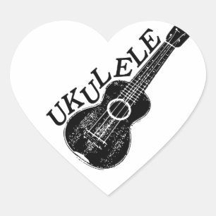 Ukulele tekst en Afbeelding Hart Sticker