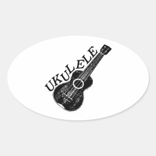 Ukulele tekst en Afbeelding Ovale Sticker