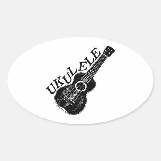 Ukulele tekst en Afbeelding Ovale Sticker (Voorkant)