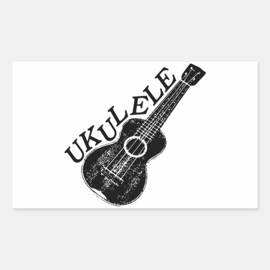 Ukulele tekst en Afbeelding Rechthoekige Sticker (Voorkant)
