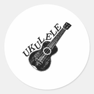 Ukulele tekst en Afbeelding Ronde Sticker