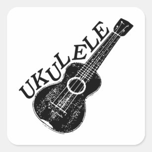 Ukulele tekst en Afbeelding Vierkante Sticker