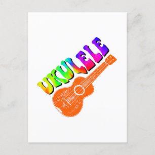 Ukulele Tie Dye Groovy Text Art Briefkaart