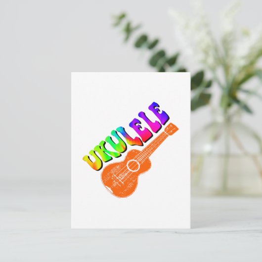 Ukulele Tie Dye Groovy Text Art Briefkaart (Staand voorkant)