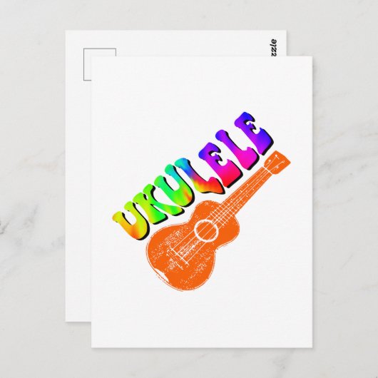 Ukulele Tie Dye Groovy Text Art Briefkaart (Voorkant / Achterkant)