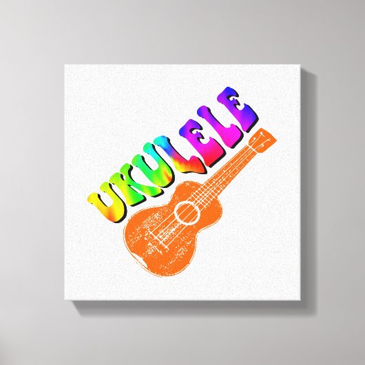 Ukulele Tie Dye Groovy Text Art Canvas Afdruk (Voorkant)