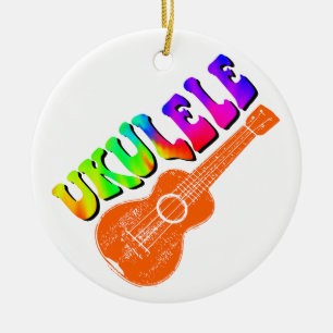 Ukulele Tie Dye Groovy Text Art Keramisch Ornament