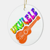 Ukulele Tie Dye Groovy Text Art Keramisch Ornament (Links)