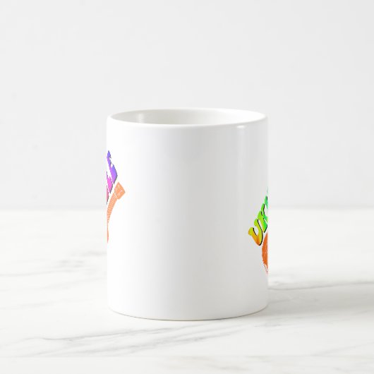 Ukulele Tie Dye Groovy Text Art Koffiemok (Center)