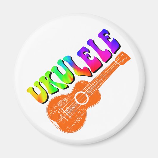 Ukulele Tie Dye Groovy Text Art Magneet (Voorkant)