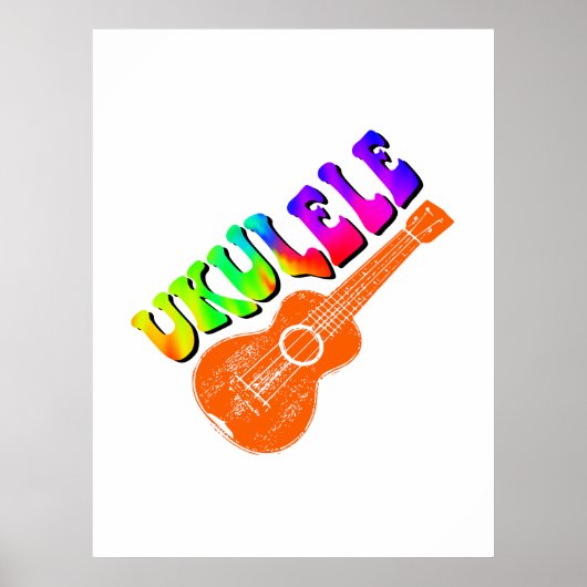 Ukulele Tie Dye Groovy Text Art Poster (Voorkant)