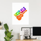Ukulele Tie Dye Groovy Text Art Poster (Thuiskantoor)