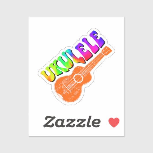 Ukulele Tie Dye Groovy Text Art Sticker (Vel)
