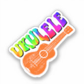 Ukulele Tie Dye Groovy Text Art Sticker (Voorkant)