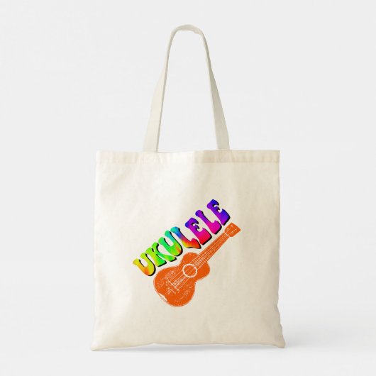 Ukulele Tie Dye Groovy Text Art Tote Bag (Achterkant)