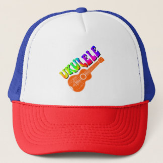 Ukulele Tie Dye Groovy Text Art Trucker Pet