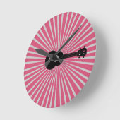 Ukulele Time Pink Sunburst Clock Ronde Klok (Hoek)