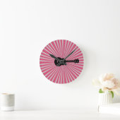 Ukulele Time Pink Sunburst Clock Ronde Klok (Huis)
