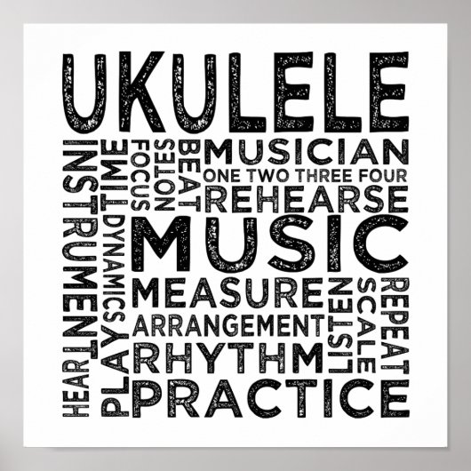 Ukulele Typografie Poster (Voorkant)