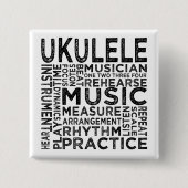 Ukulele Typografie Vierkante Button 5,1 Cm (Voorkant)