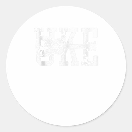 Ukulele UKE Hawaiian Hawaii Ukulele Player Ronde Sticker (Voorkant)