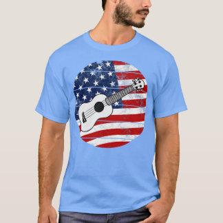 Ukulele USA Vlag Ukulelist Muzikant 4 Juli T-shirt