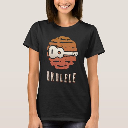 Ukulele Vintage Retro Classic Sunset Music T-shirt (Voorkant)