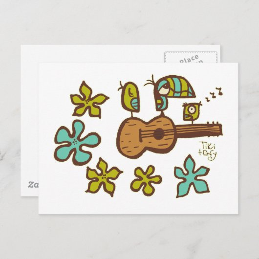 Ukulele vogels van Tiki Ony Briefkaart (Voorkant / Achterkant)