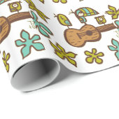Ukulele vogels van Tiki Ony Cadeaupapier (Rol Hoek)