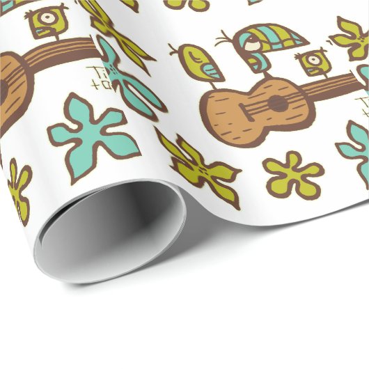 Ukulele vogels van Tiki Ony Cadeaupapier (Rol Hoek)