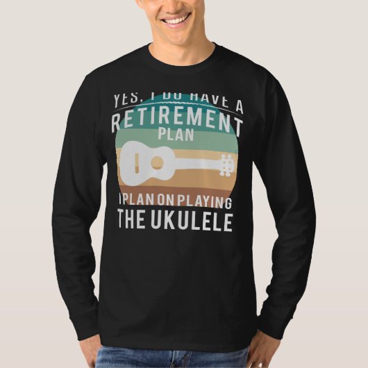 Ukulele-volle Pensioen Serenade: Grappige T-shirt  (Voorkant)
