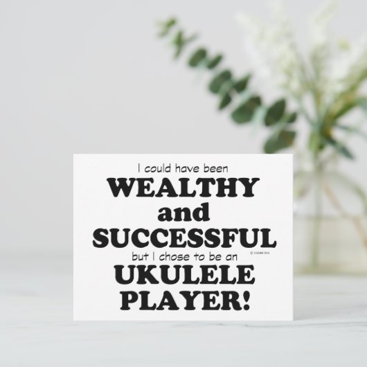 Ukulele Wealthy & Succesvol Briefkaart (Staand voorkant)
