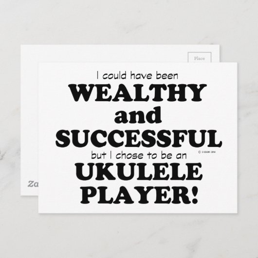 Ukulele Wealthy & Succesvol Briefkaart (Voorkant / Achterkant)