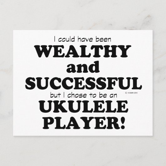Ukulele Wealthy & Succesvol Briefkaart (Voorkant)