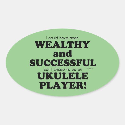 Ukulele Wealthy & Succesvolle Oval Sticker (Voorkant)