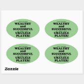 Ukulele Wealthy & Succesvolle Oval Sticker (Vel)