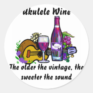Ukulele Wine Ronde Sticker