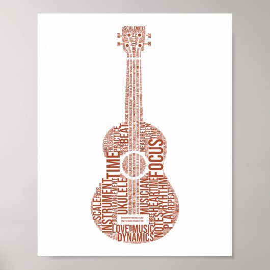 Ukulele Word Cloud Ukulele Player Hawaiian Poster (Voorkant)