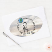 Ukulele - World revolves rond ovaal Sticker (Envelop)