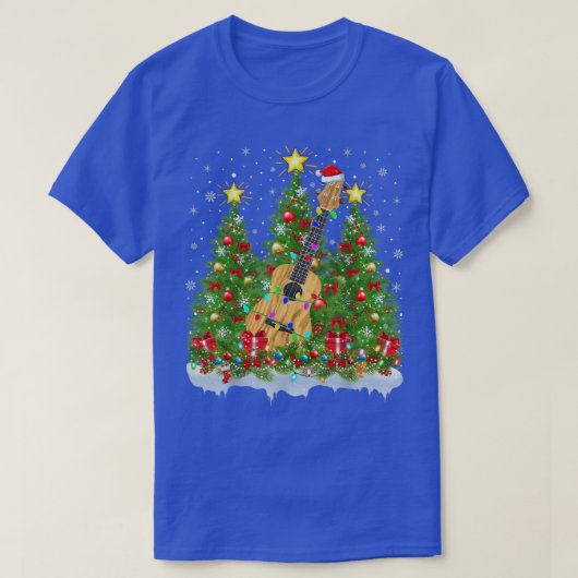Ukulele Xmas Licht Santa Ukulele Kerstboom T-shirt (Design voorkant)