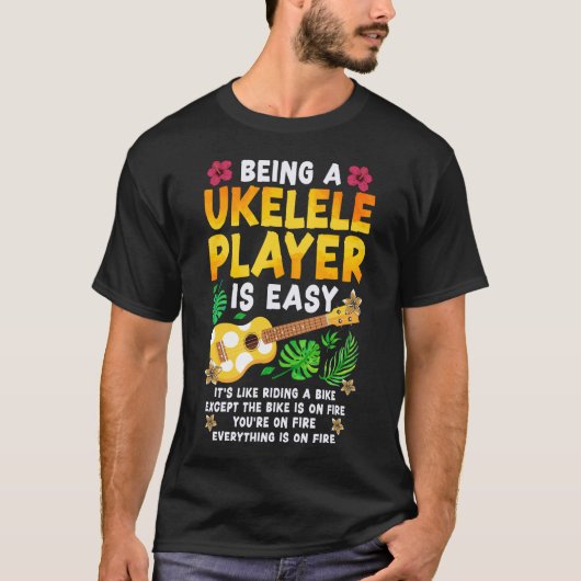 Ukulele zijn een Ukulele speler is gemakkelijk het T-shirt (Voorkant)