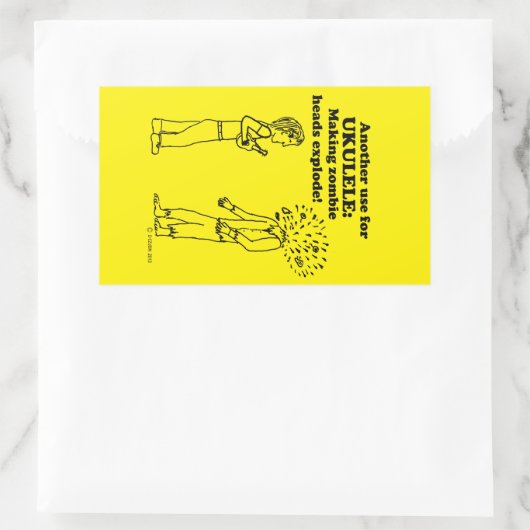 Ukulele Zombie Explode Rechthoekige Sticker (Tas)