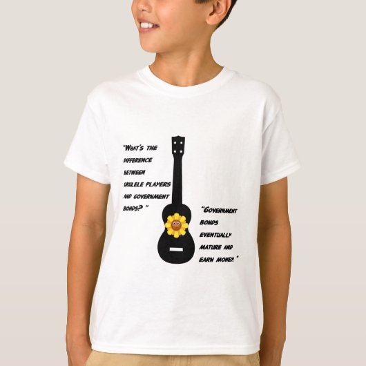 Ukulelen en obligaties t-shirt (Voorkant)