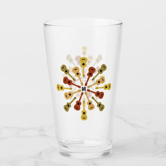 Ukuleles custom monogram pint glas (Voorkant)