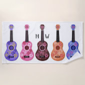Ukuleles custom monogram strandlaken (Voorkant)