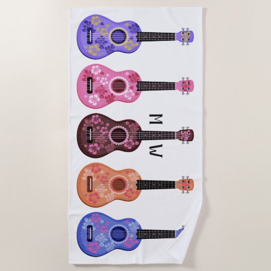 Ukuleles custom monogram strandlaken (Voorkant)