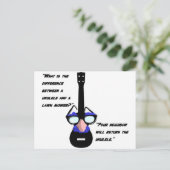 Ukuleles en grasmaaiers briefkaart (Staand voorkant)